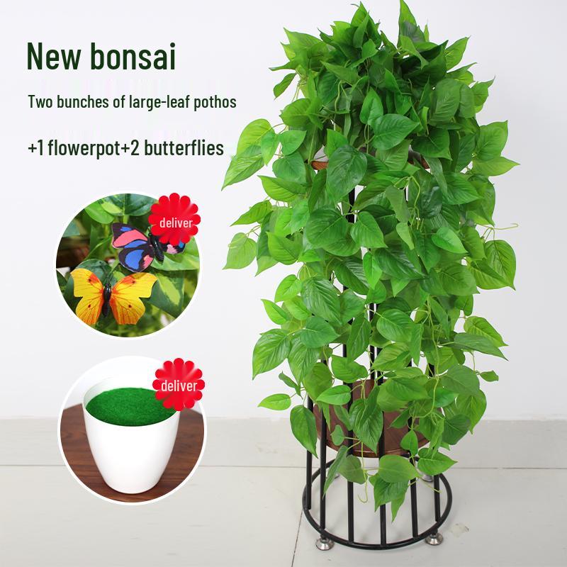 Artificial Pothos & Spider Plant Rattan Vine Wall Hanging for Indoor/Outdoor Decor