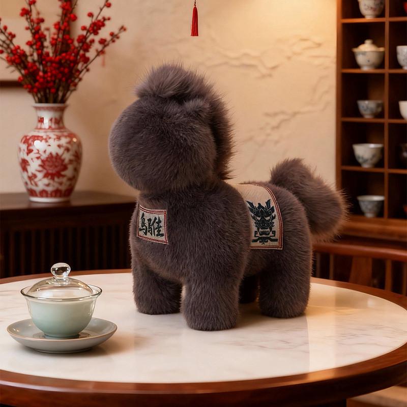 Chinesisches Sternzeichen Pferd Plüschtier aus kurzem Plüschmaterial für Neujahrsfeiern und Firmengeschenke