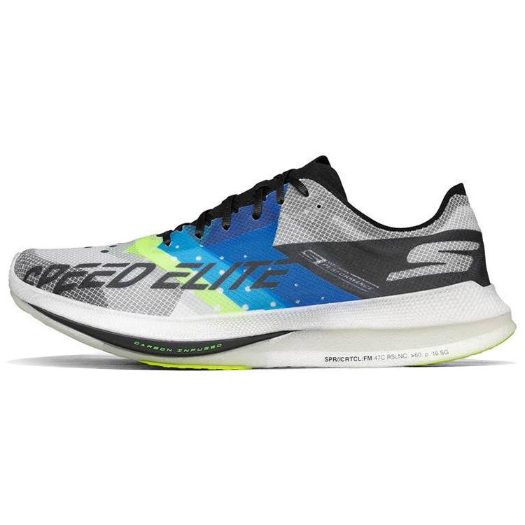 Skechers Mesh , Textile Cushioning Abrasion Resistant Breathable Low top Running Shoes Men's Black Blue (Unisex) Running Shoes 55221 BKBL