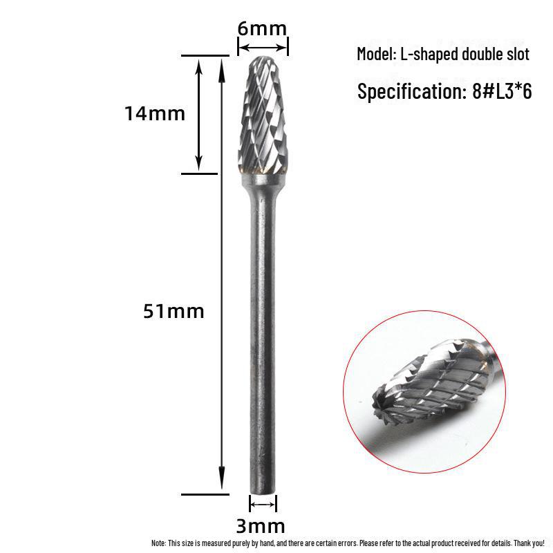 Tungsten Steel Grinding Head Carbide Rotary File for Metal Polishing, Wood Carving, Milling Cutter - 3x6mm