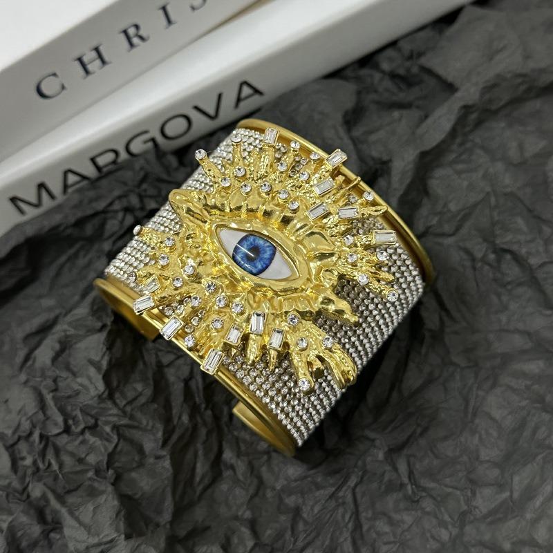 European and American Heavy Industry Burst Devil's Eye Sticker Diamond Wide Version Bracelet
