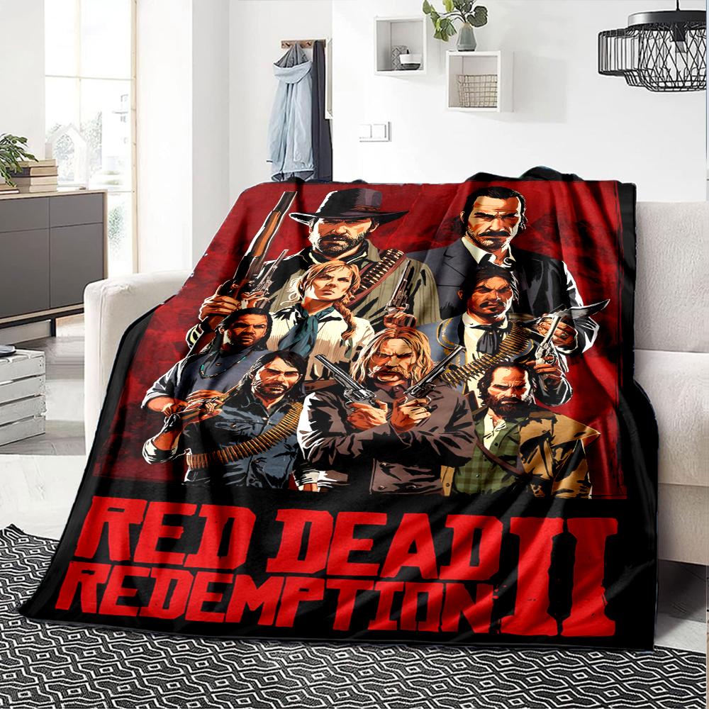 1pc Red Dead Redemption Blanket, Gift, for Men and Women, Soft Blanket, Good for Sofa Bed Couch Travel, Lightweight Flannel Blanket
