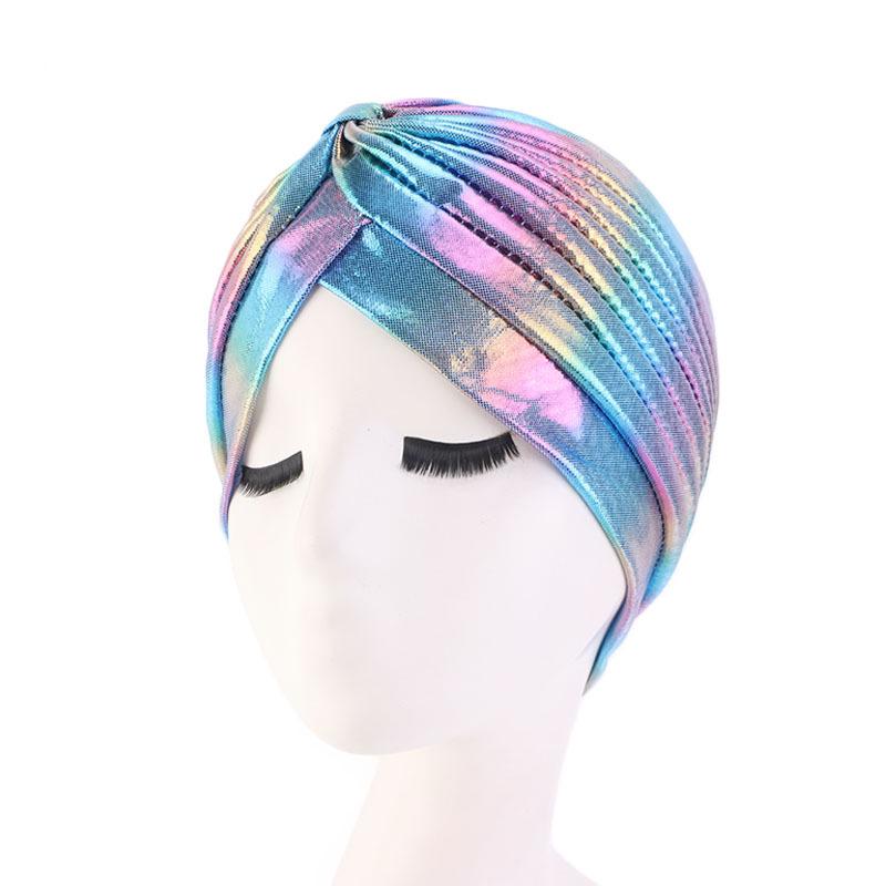 New Colorful Women Muslim Hijab Inner Hijab Caps Laser Silky  Cross Turban Headband Headwrap Women Muslim Hijab Scarf Headscarf