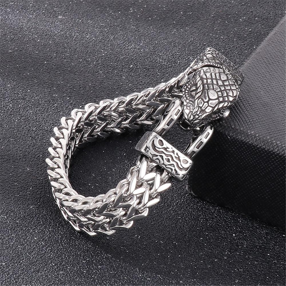 Punk Vikings Norse Wolf Bracelets Men Stainless Steel Biker Animal Bangles Nordic Mythology Jewelry Wolf Snake Eagle