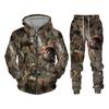Høst og vinter Dyr Blader Kamuflasje 3D Treningsdresser Menn Utendørs Glidelås Fiske Camping Jaktsett Unisex Streetwear-dress