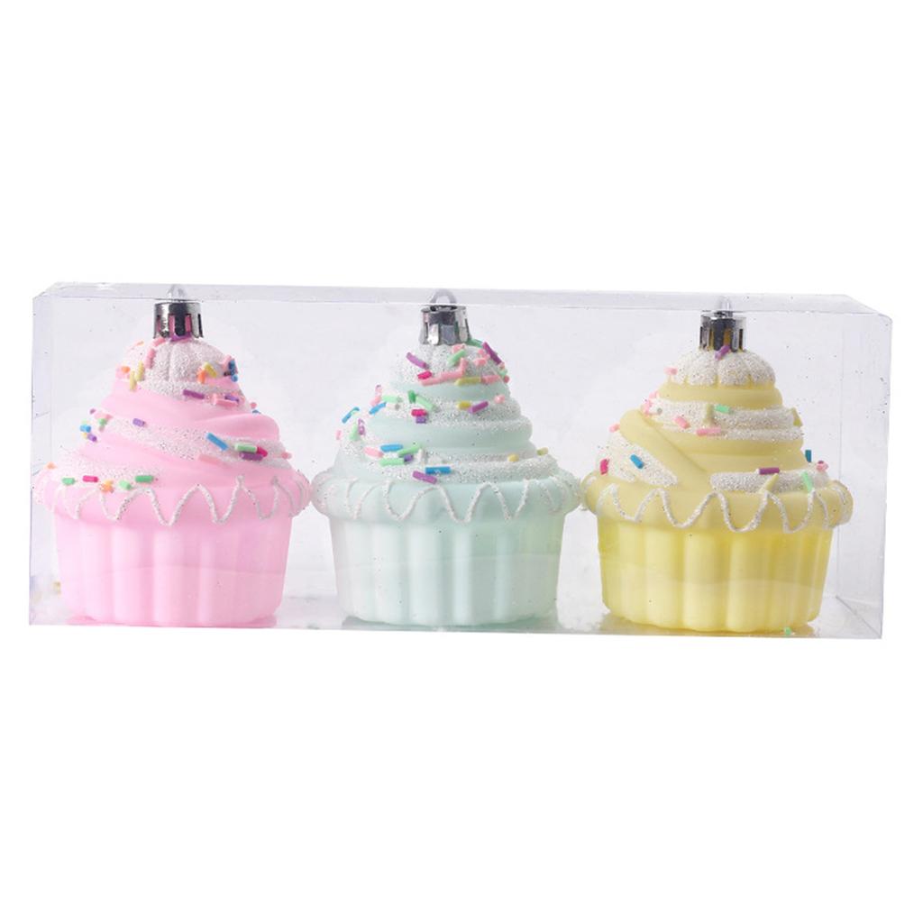 Christmas Decorative Candy Ornaments Set, 3/4Pcs Donuts/Cupcakes Christmas Tree Pendant Festival Supplies