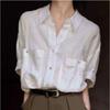 High-end linen white short-sleeved shirt women's summer thin cotton and linen retro lazy French shirt commuter top