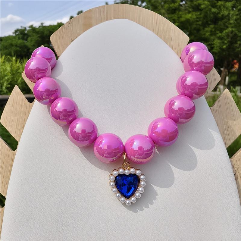 Niche Premium Cute Pearl Necklace Sweater Chain Puppy Pendant Accessories Love Rhinestone Pendant Cat Dog Collar