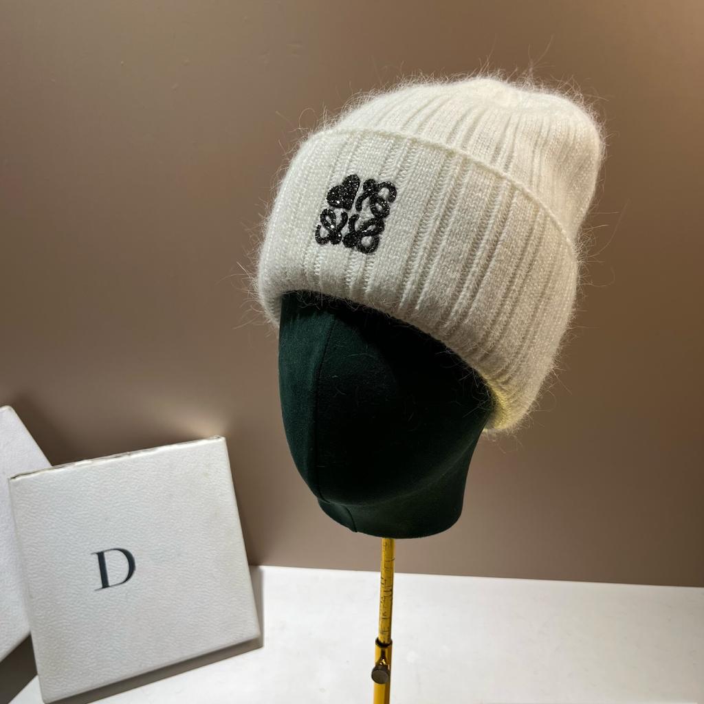 Paris Big-Name Love Rabbit Fur Knitted Hat Winter Simple Double Fold Edge Enlarged Ear Hat Nordic Cold Hat
