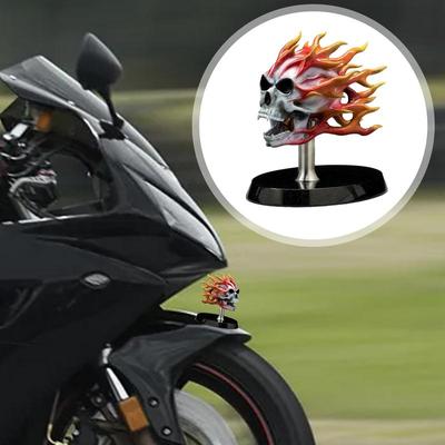 Skelett-Dekor für Motorrad, Motorrad-Totenkopf-Display, Flammen-Totenkopf, Motorrad-Skulptur, einzigartiges Motorrad-Totenkopf-Display für die meisten