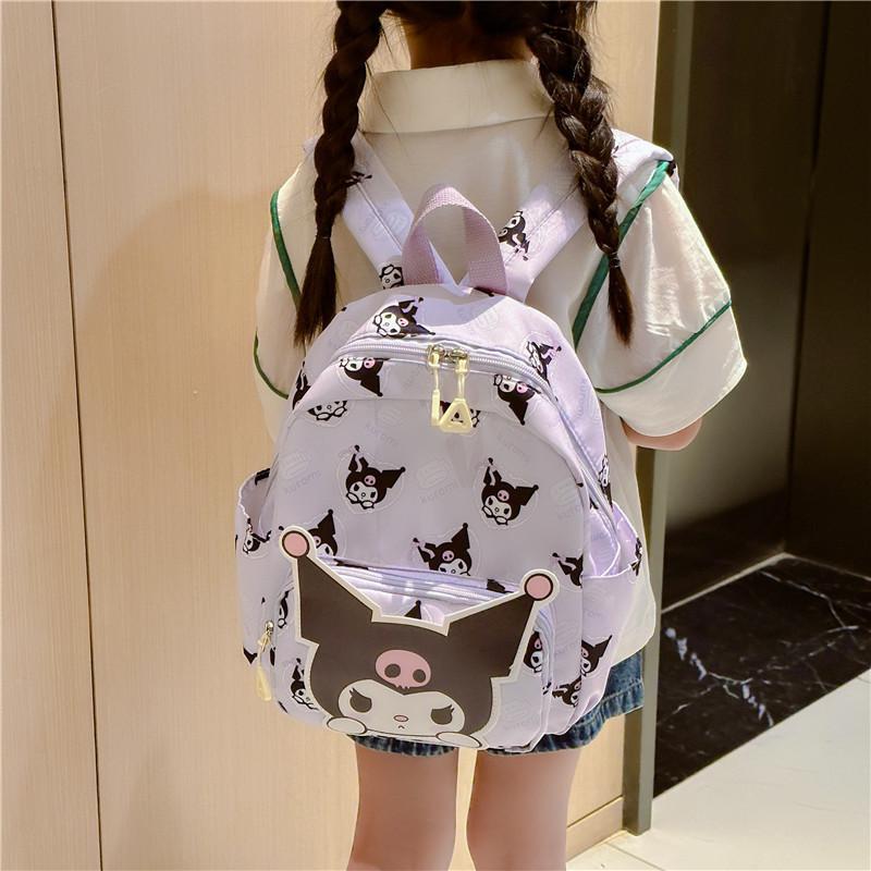 Adorable Cartoon Nylon Backpack For Kids Lightweight School Bag Neutral Style