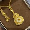 Openwork Cloisonné Gourd Pendant Necklace with 925 Silver and High-Carbon Diamond