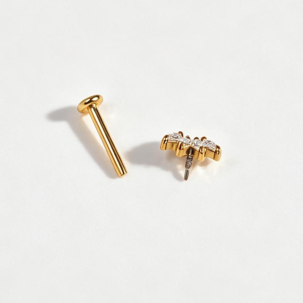 Stainless Steel Zirconia Inlaid Heart & Butterfly Ear Bone and Lip Stud Piercing Jewelry