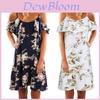 Usa Women Floral Off Shoulder Sling Dress For Effortless Casual Beach Style