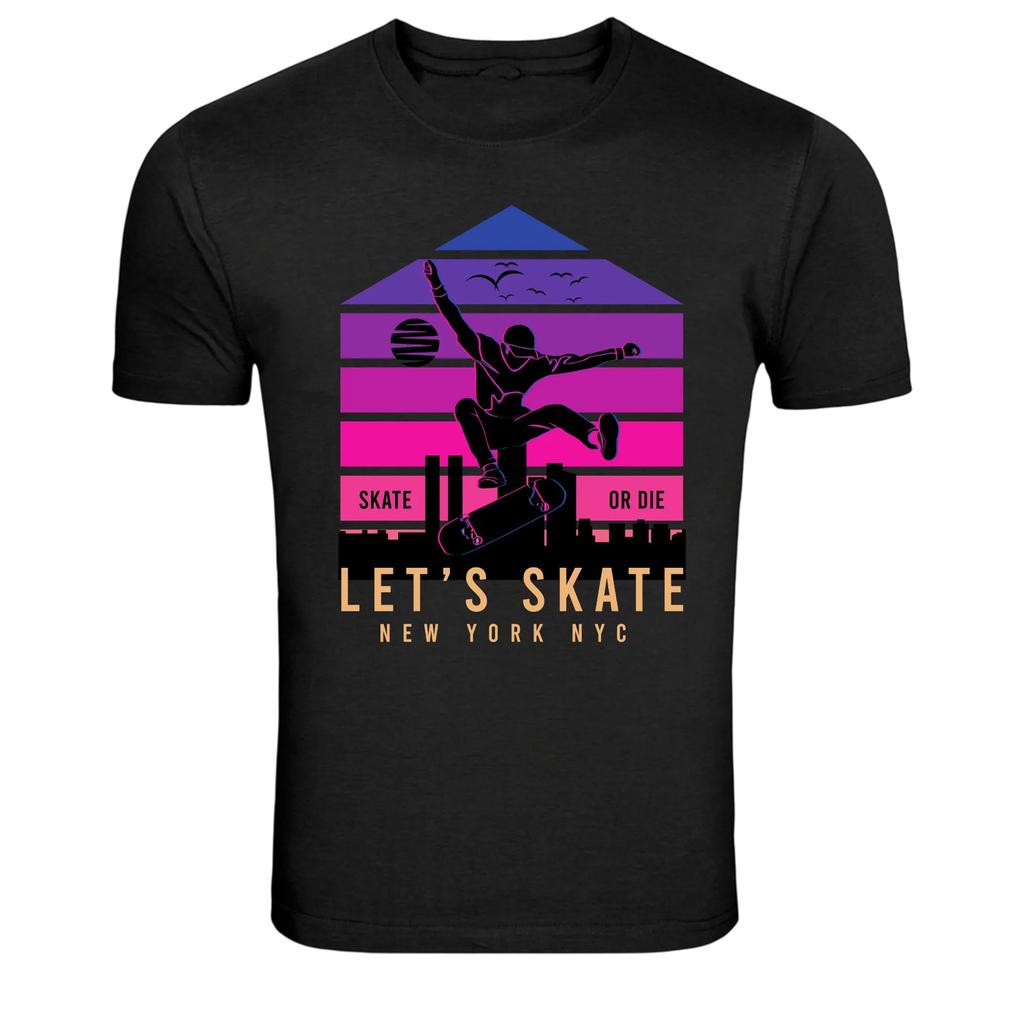 Lets Skate New York Skateboarding Graphic T-Shirt
