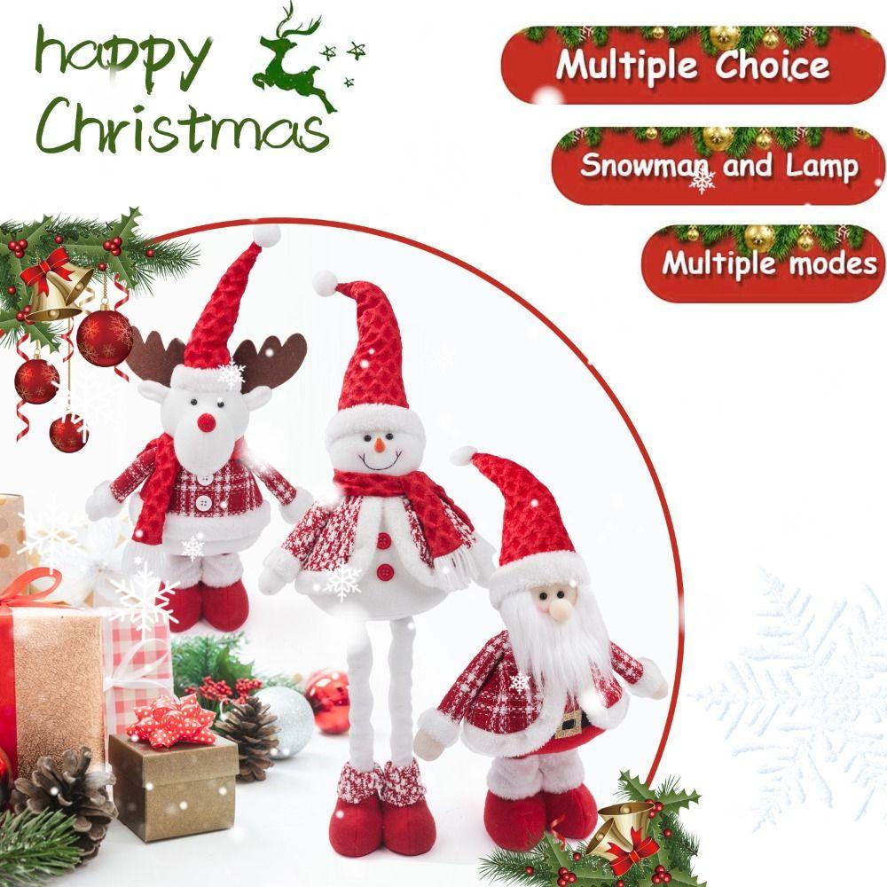 Cartoon Christmas Telescopic Doll Handmade Plush Doll Santa Claus Toy  Living Room
