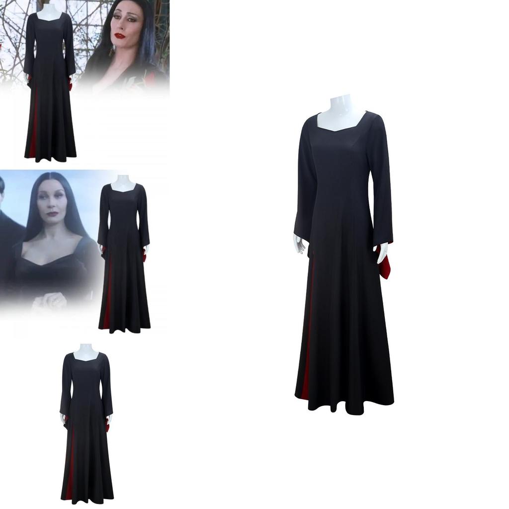 Wednesday Addams Cosplay Costume For Halloween Stage Performance With Elastane For Adults