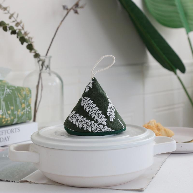 2pc Embroidered cotton and linen kitchen scalding-proof and heat-insulating pot cap pot gripper fresh pastoral pot cap pot