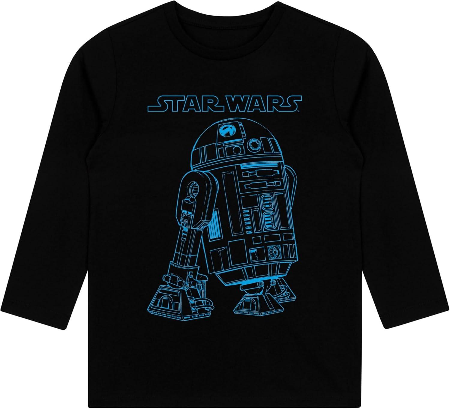 Футболка с длинным рукавом Звездные Войны _ Футболка для мальчика R2D2 _ Футболки для фанатов кино и ТВ S