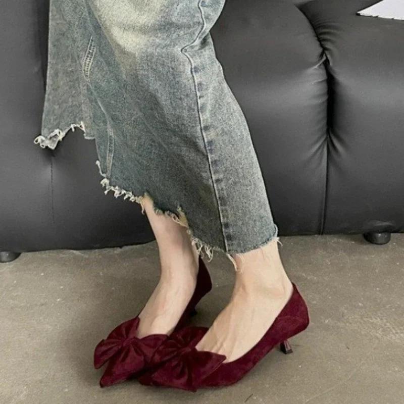 Shallow Mouth 2024 Candy Colors Fine Heeled Shoes Pointed Pumps Lace-Up Sandals Ladies Work Dress Professional Slip on Latest