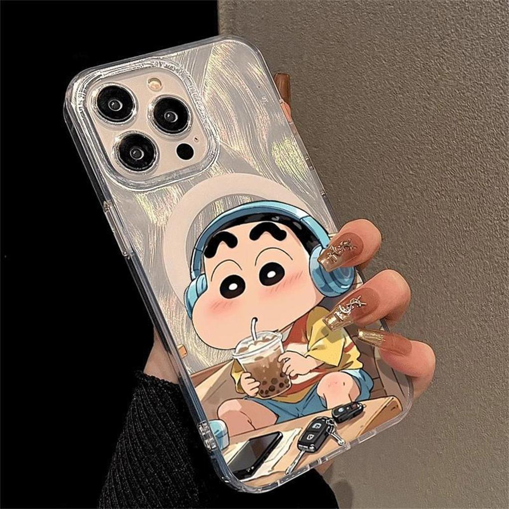För Nytt för Apple Magnetiskt Telefonfodral Crayon Shin-chan Tecknad Söt Tjej Högkvalitativt Mönster 16promax