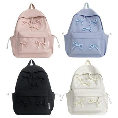 Solid Color Travel Backpack Lovely Bows Backpack School Backpack Large Capacity Backpack Japanese Styles Backpack