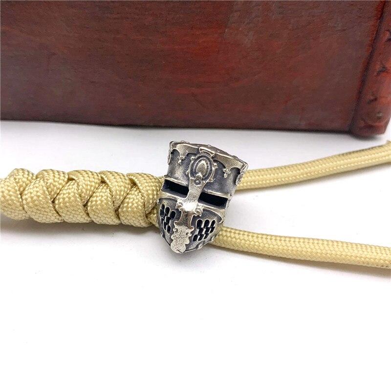 Brass Samurail Helmet Knife Bead Lanyard Pendant DIY Handmade Paracord Rope Beads Accessory Vintage Car Keychain