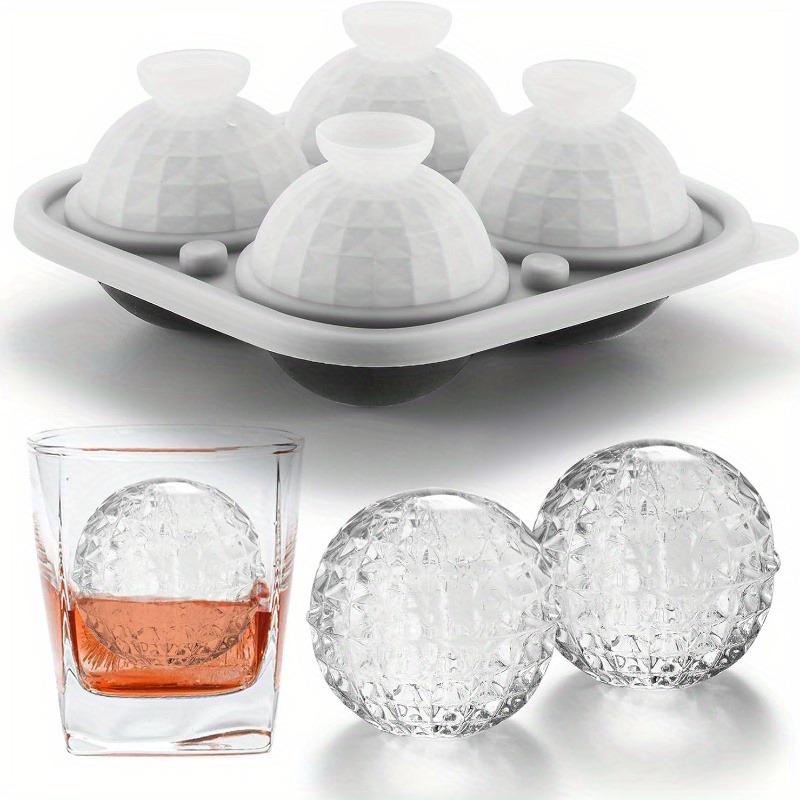 Large Silicone Whiskey Ice Mold, 3D Sphere Crystal Ball Tray with Funnel for Bourbon Brandy, Bar Gift