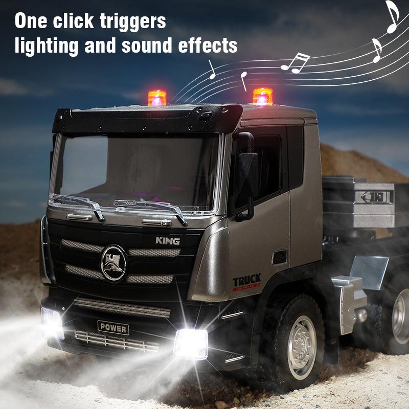 Huina 1318 RC Trailer Truck Car Model 2.4Ghz Construction Tractor Remote Control Flipable Flatbed Vehicle Toys for Boy Gifts