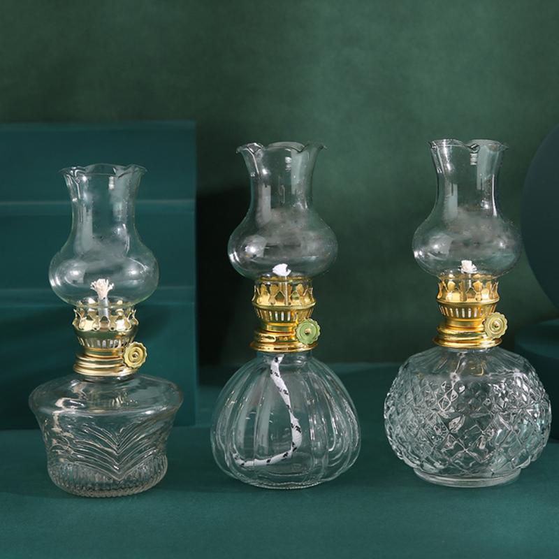 1PC Einstellbare Flamme Glas Kerosin Laternen Öl Lampe Gothic Eid Al-Adha Mubarak Glas Tragbare Schmuck