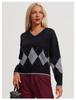 Early Autumn V-Neck Diamond Knit Sweater for Women