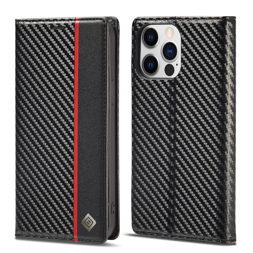 Luxury Carbon Fiber Leather Wallet Case For iPhone 15 14 16 Pro Max 13 12 11 XS X Plus XR SE 2022 Magnetic Flip Book Bag Cover
