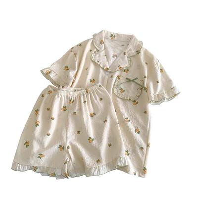 Kawaii Pajamas for Girls Summer Thin Short Sleeved New Cute Dormitory Two Piece Set Summer Shorts Young Gril's Leisure Homewear