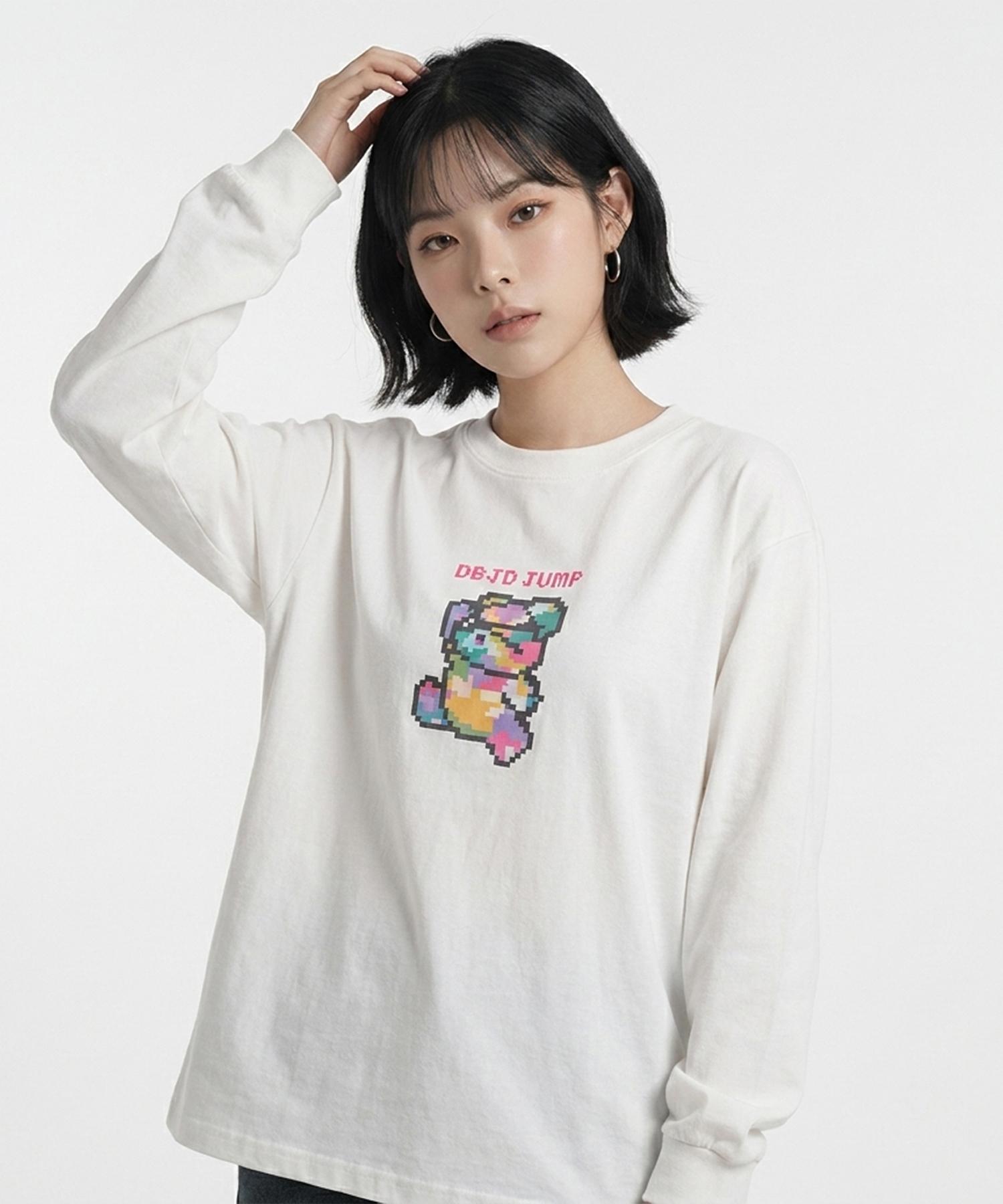 Double Jd Pixel Jump Bear Long Sleeve (White) Free