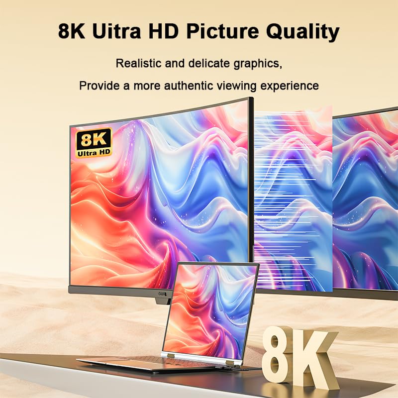 16K HDMI 2.2 Cable 80Gbps Certified Ultra High Speed 16K@60Hz 8K@120Hz 4K@480Hz HDMI Cord Support HDR, HDCP DSC 1.2a FreeSync G-Sync Gaming Monitor