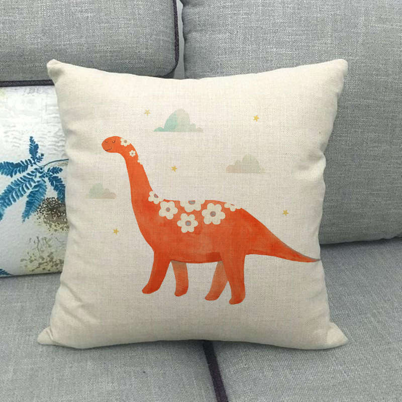 Cartoon Dinosaur Tree Series Digital Printing Short Plush Pillow Covers For Car Sofa Office Cushion Cover Home Goods