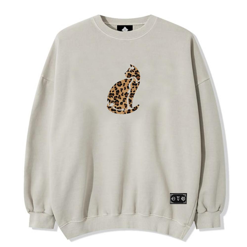 EIGHTVOLUME Ev Leopard Cat Pigment Sweatshirt (Ivory)