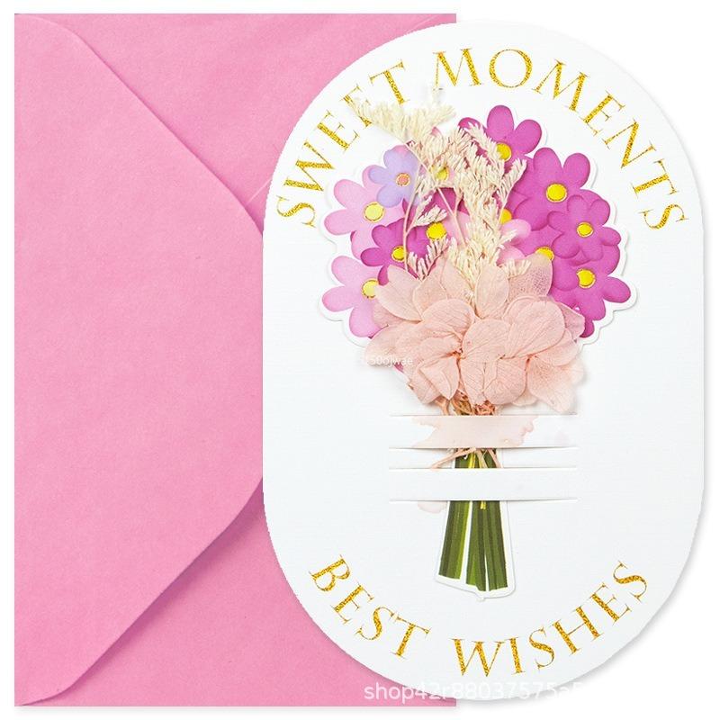1Pcs Flower Gift Cards New Year Gift for Family Festival Valentine's Day Lover Christmas Business Supplies Thank You Cards
