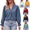 Women's Jacquard T-shirt with V-neck, Loose Long Sleeves and Umbrella-shaped Sleeves