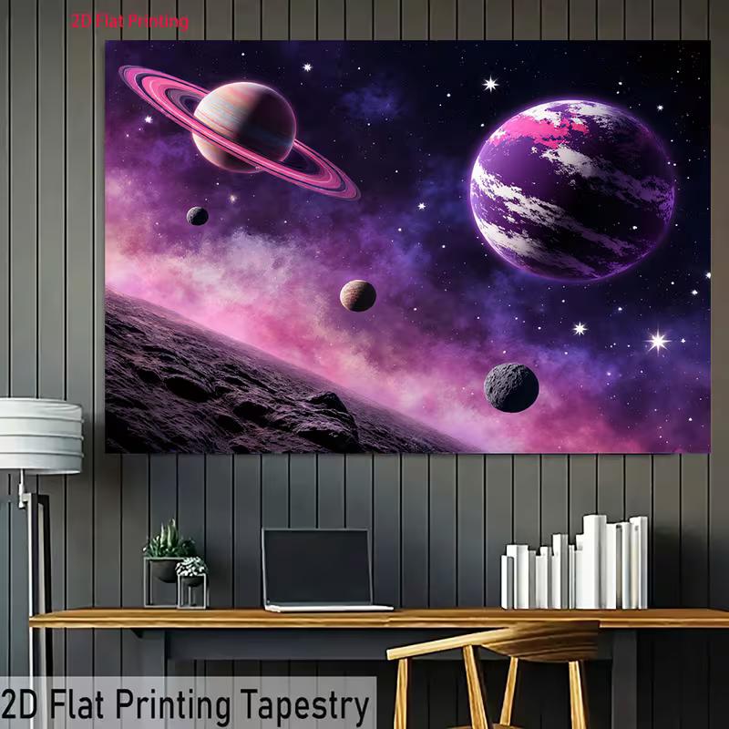 2D Magical Space Backdrop, Pink and Purple Nebula Photography Banner