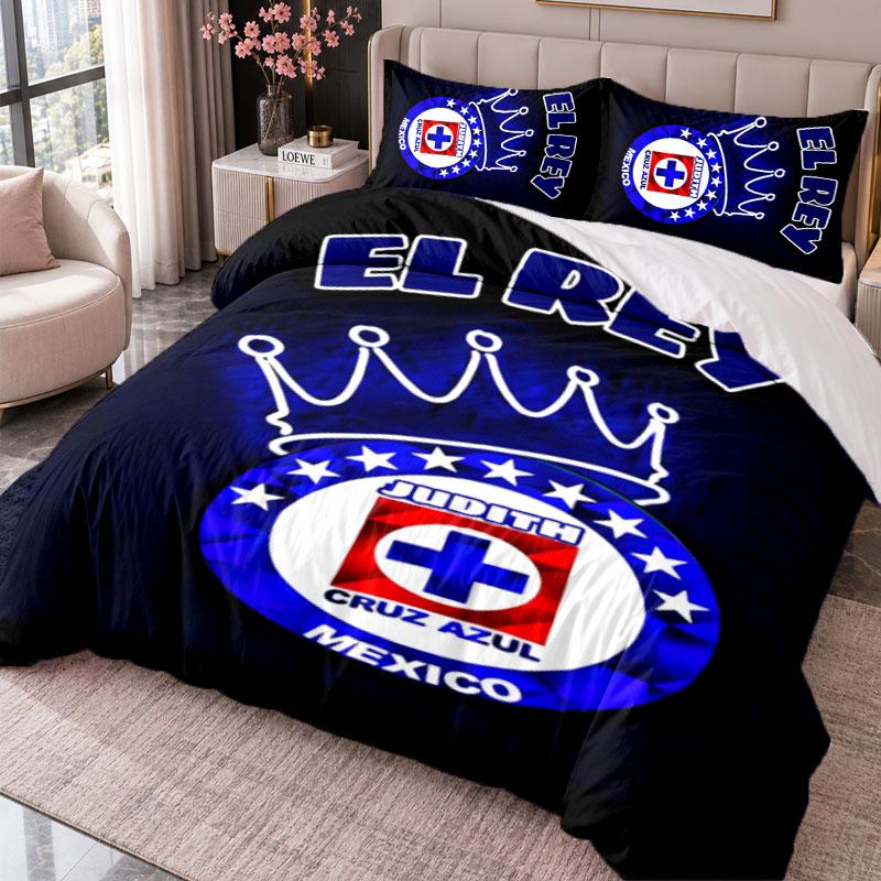 Cruz Azul 3Pcs Bedding Set Duvet Cover With Two Pillowcases For Bedroom Home Decoration