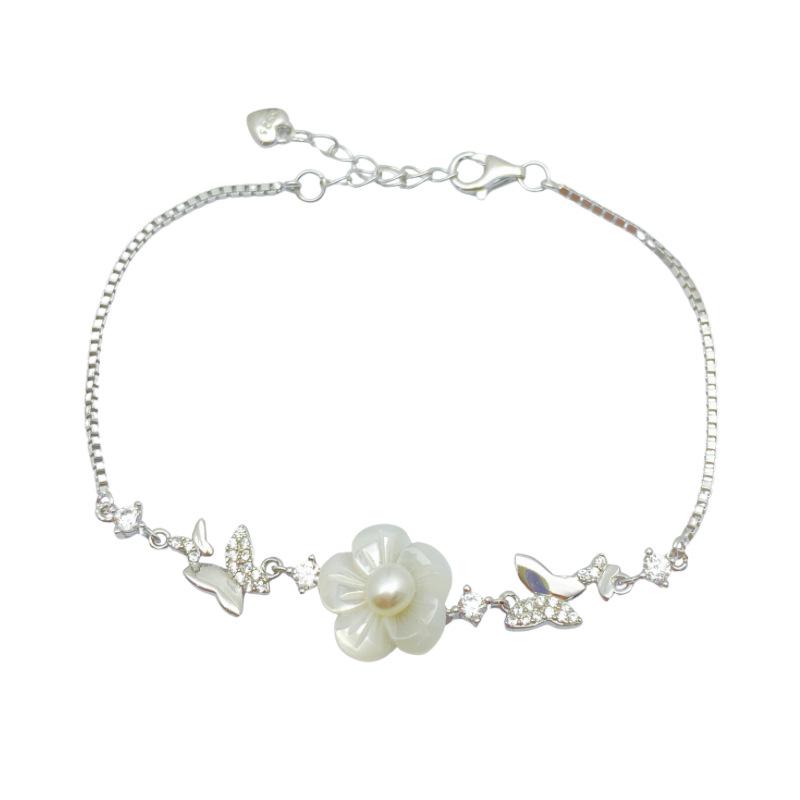 Elegant S925 Sterling Silver Butterfly & Flower Bracelet - Simple, Stylish, and Versatile Design