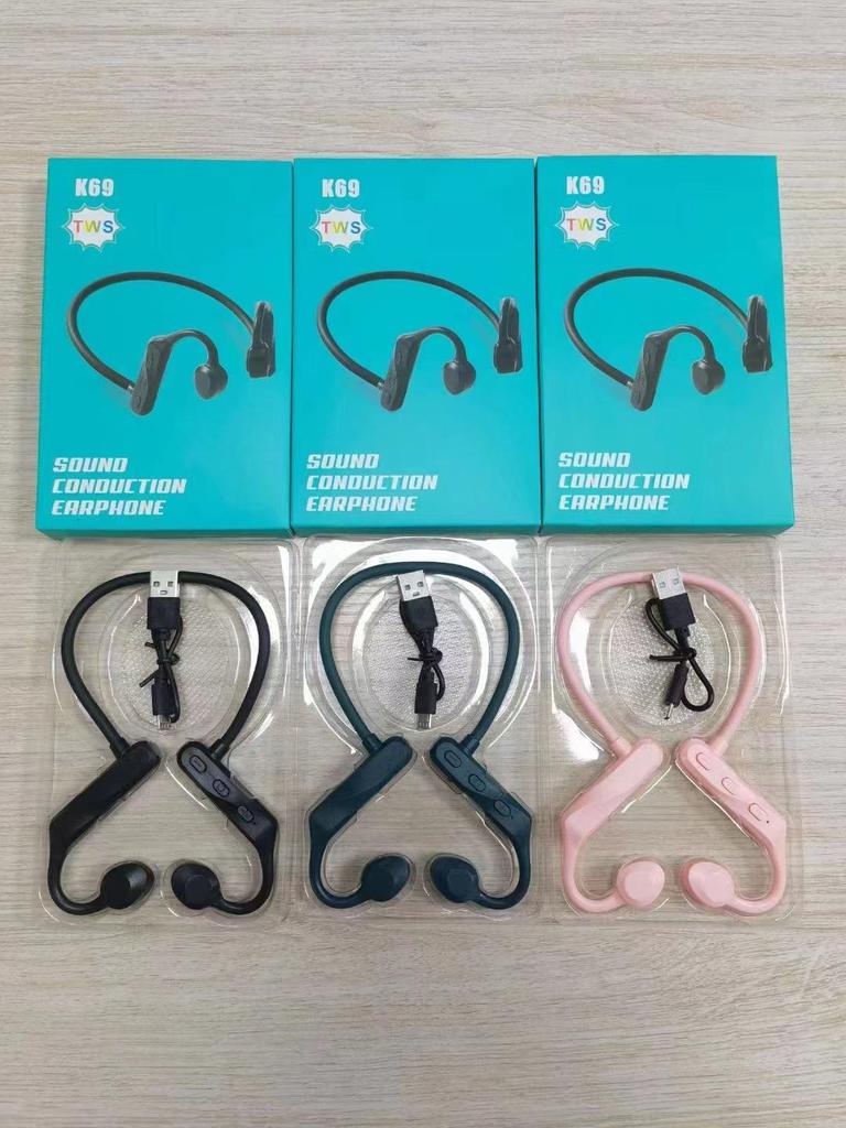New K69 Sweat-Proof Bone & Sound Conduction Bluetooth 5.0 Back-Hook Wireless Sports Headset