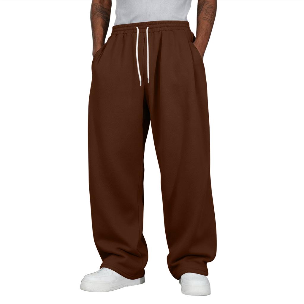 Pantaloni da tuta casual larghi da uomo con elastico in vita e coulisse