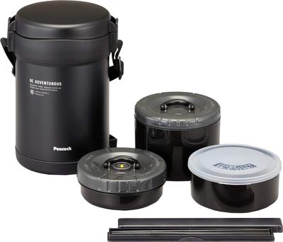 Peacock BD Insulated Matte Black Stainless Steel Lunch Jar ARL-18 1.8L