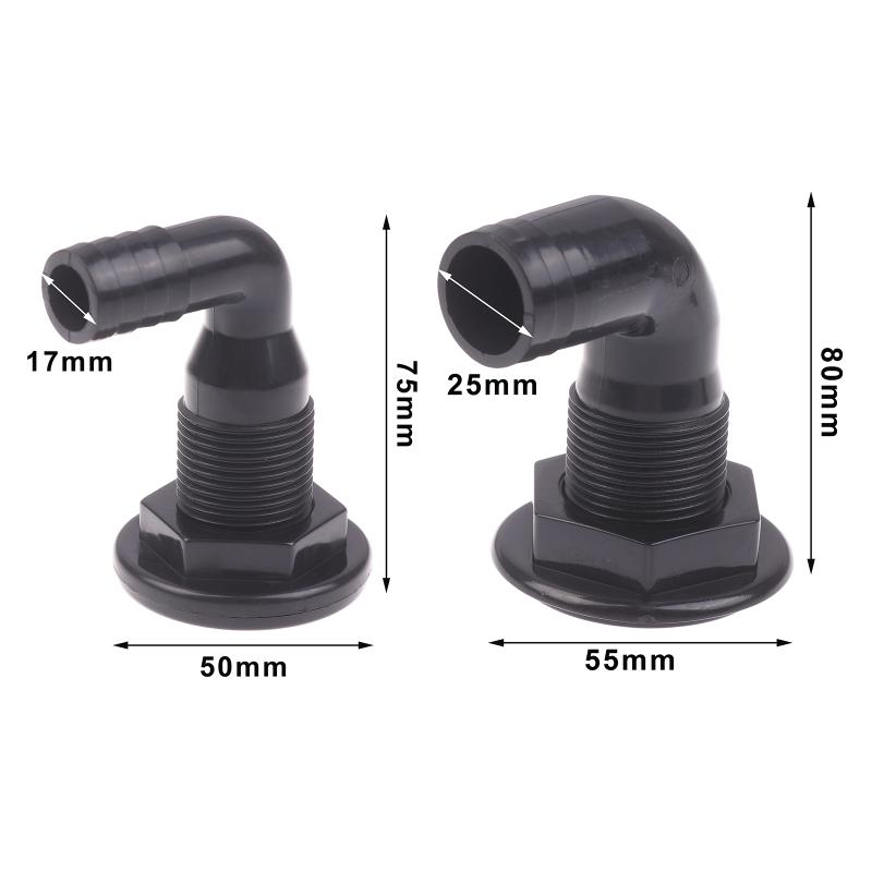 Saída de Drenagem Marinha de 90 Graus Saída de Drenagem de Porão de Iate Mangueira de Drenagem de Convés Tubo Cotovelo Bomba de Porão Dreno Passa-Casco