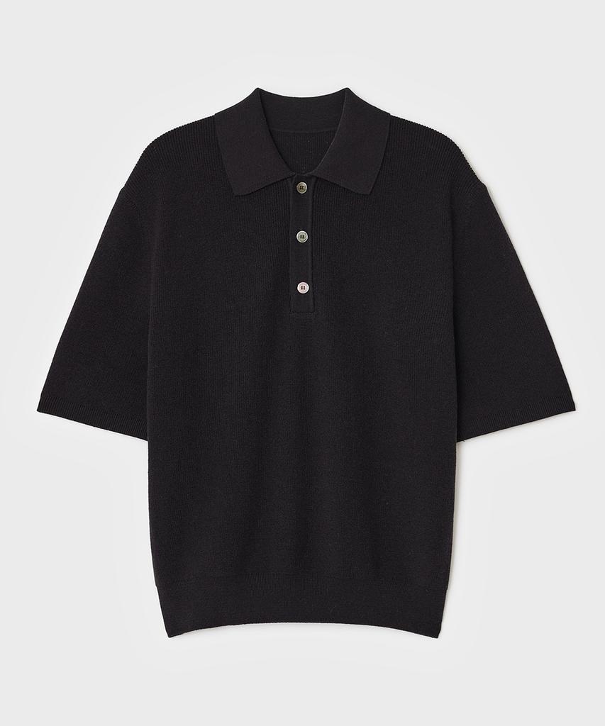 Bellie Cloud Polo Knit - Black