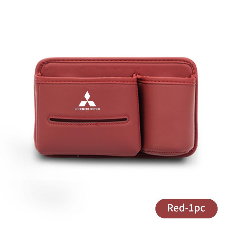

Car Logo Seat Slot Leather Storage Tissue Box Holder Auto Decorative Accessories For Mitsubishi Outlander Lancer Eclipse Mirage