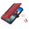 For iPhone 17 Case Zipper Pocket 9 Card Slots PU Leather Phone Cover with Wrist Strap