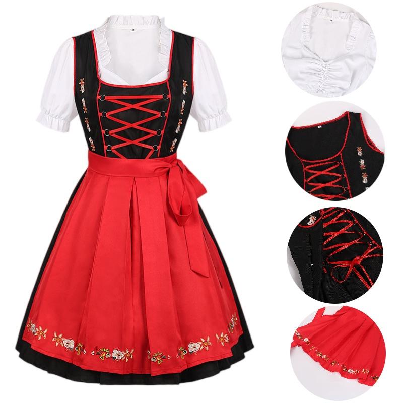 Costume Lady Oktoberfest Bavarian Beer Maid German Fancy Party Prop Dirndl Dress